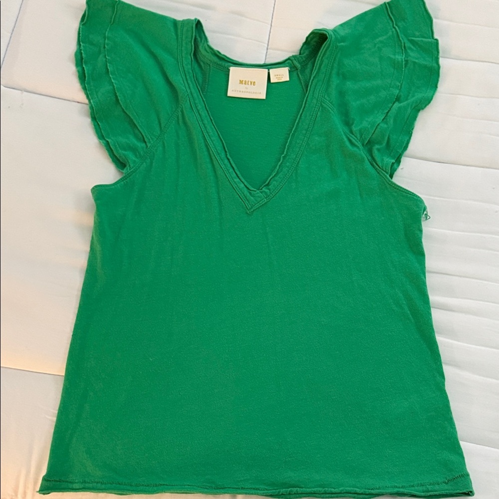 Maeve Green Flutter Sleeve Top